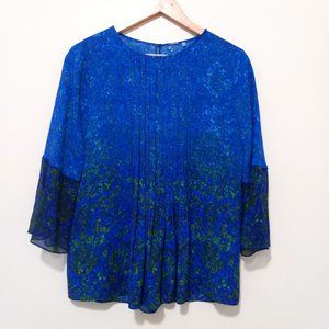 ELIE TAHARI Women's Silk Bell Sleeve Blouse Top Casual Career Size S